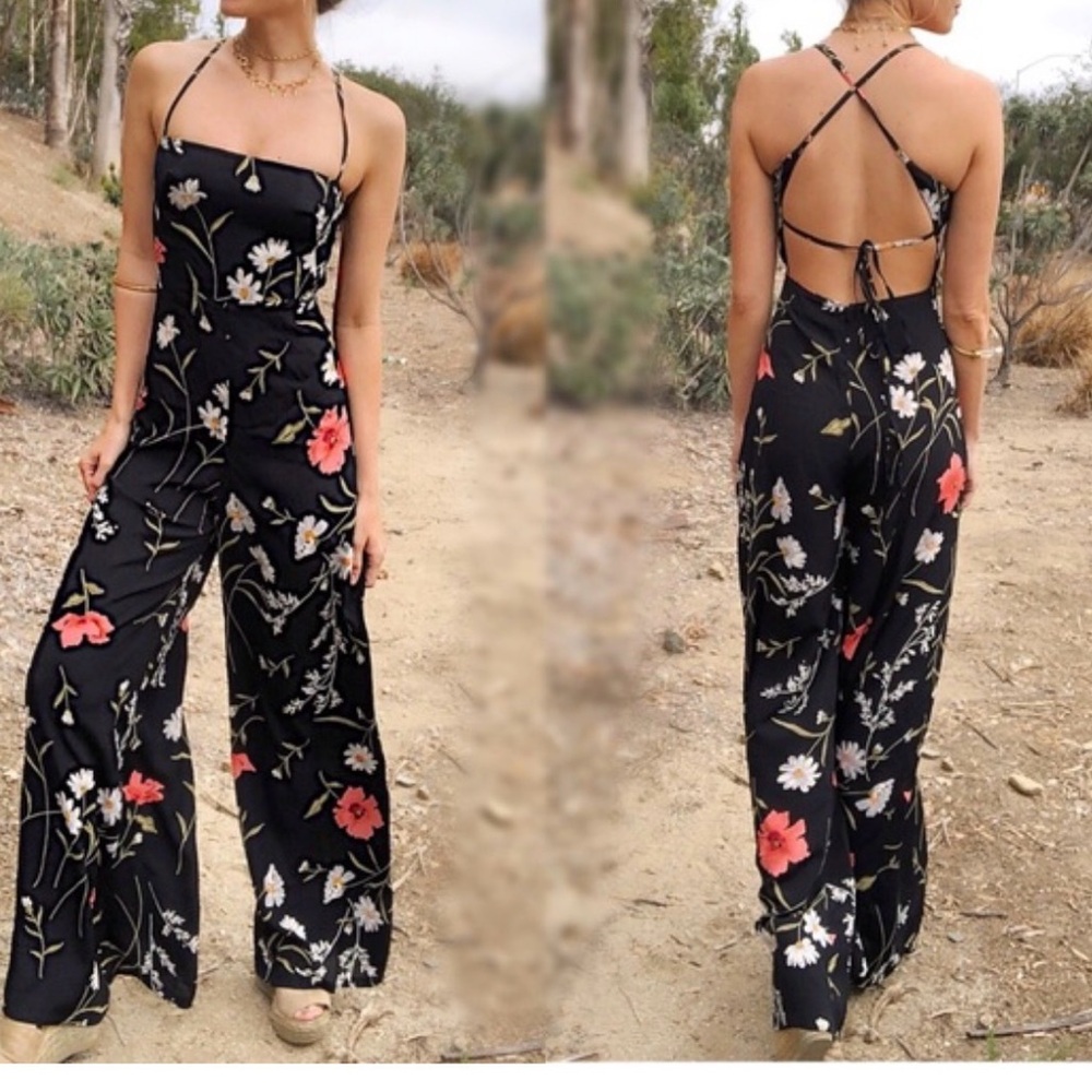 Floral Black Jumpsuit